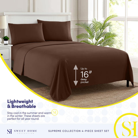 Sweet Home Collection visible elastic corner straps securing fitted sheet in place