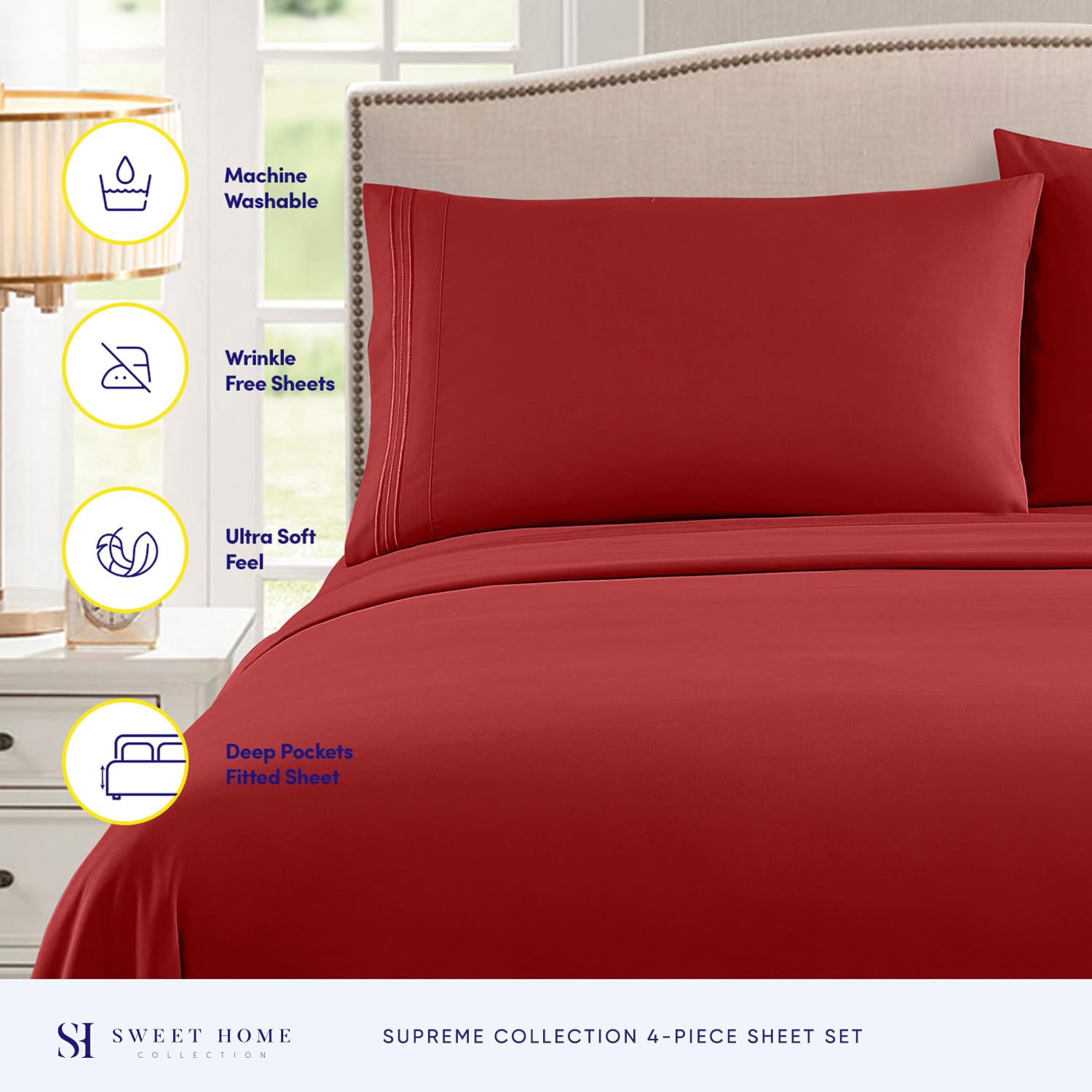 Sweet Home Collection fitted sheet elastic corner detail securing mattress firmly