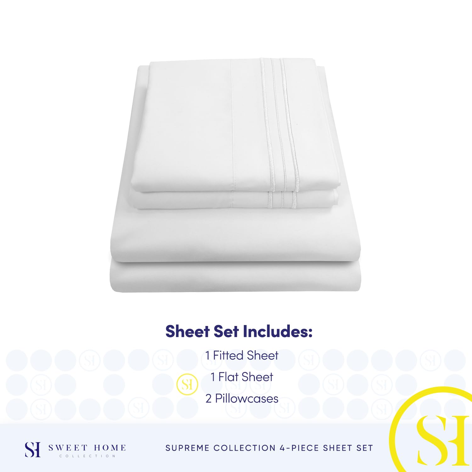 Sweet Home Collection queen sheets on a made bed showing neat, tidy everyday benefit