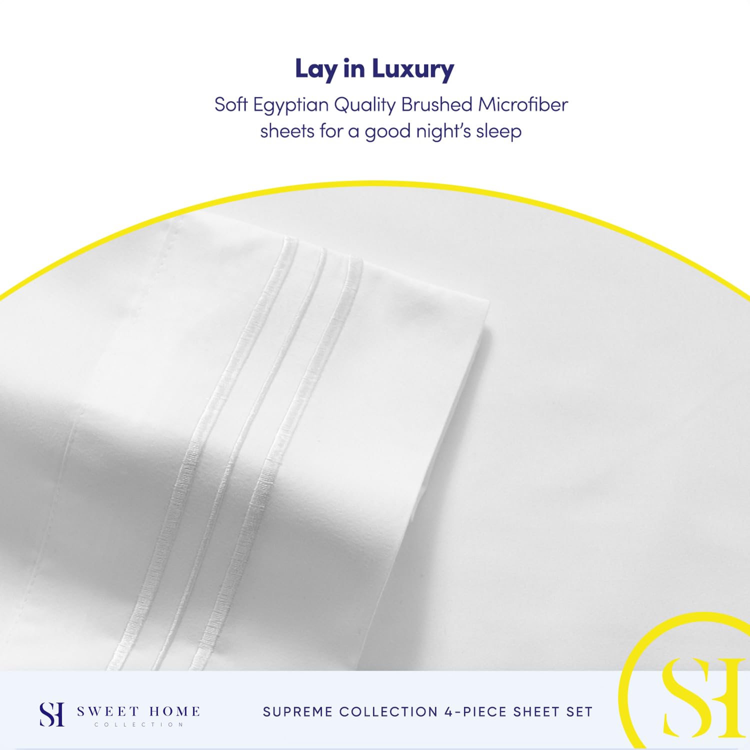 Sweet Home Collection pillowcases and product label showing included pieces benefit
