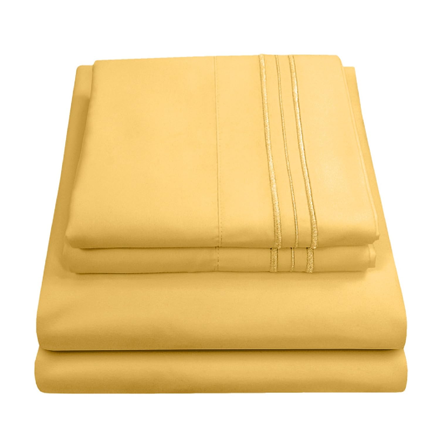 Sweet Home Collection front packaging showing yellow queen sheet set and included pieces