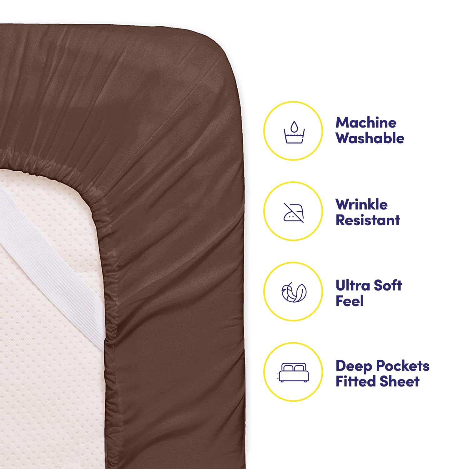 Sweet Home Collection deep-pocket fitted sheet edge showing secure mattress fit