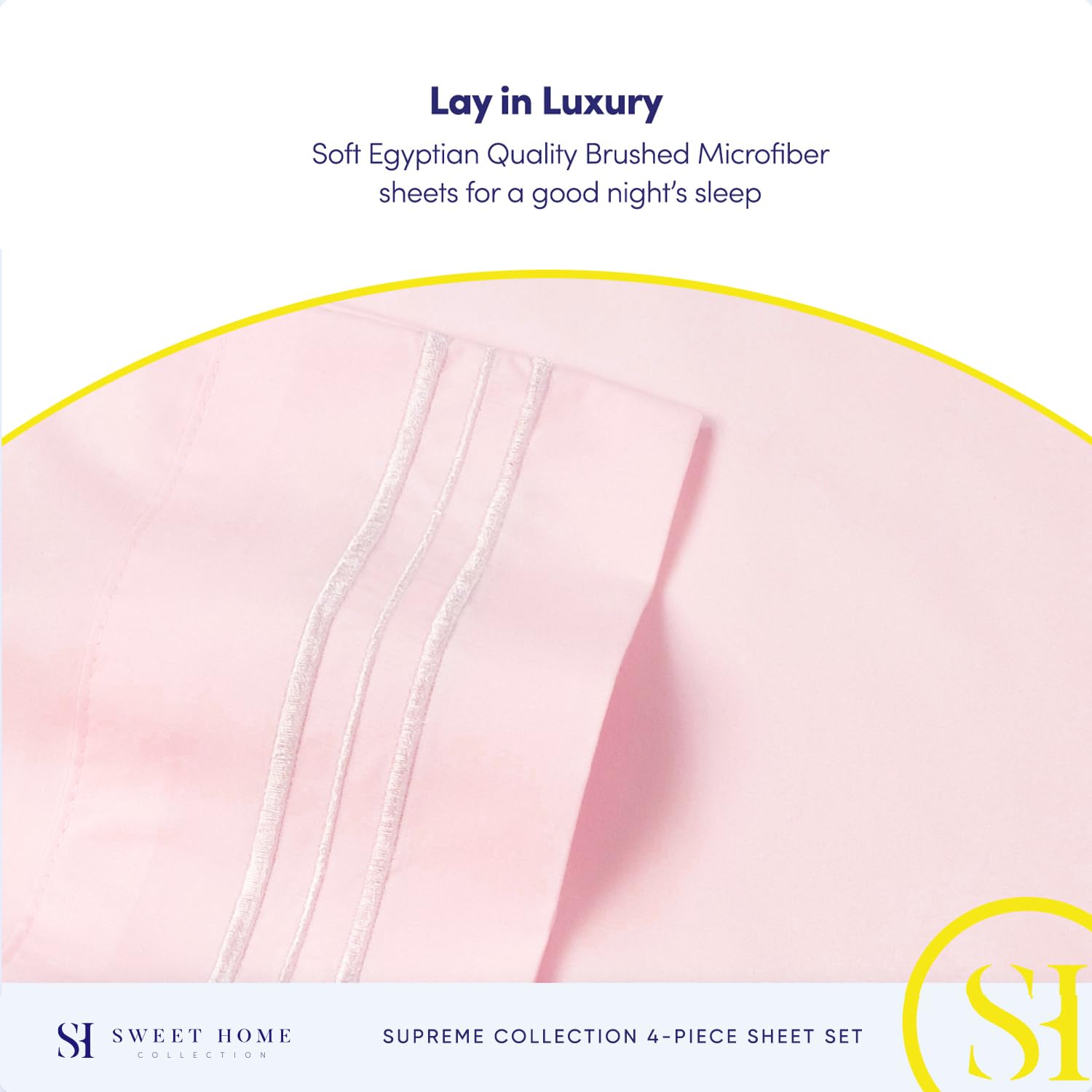 Sweet Home Collection queen size sheets next to ruler showing scale and proper fit benefit
