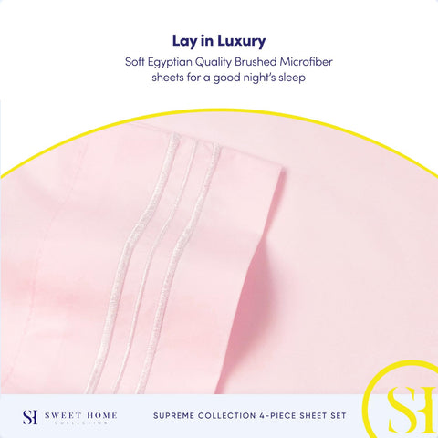 Sweet Home Collection queen size sheets next to ruler showing scale and proper fit benefit