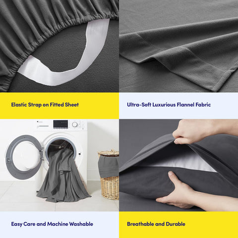Sweet Home Collection fitted sheet on mattress showing 16-inch pocket fits thick mattresses benefit