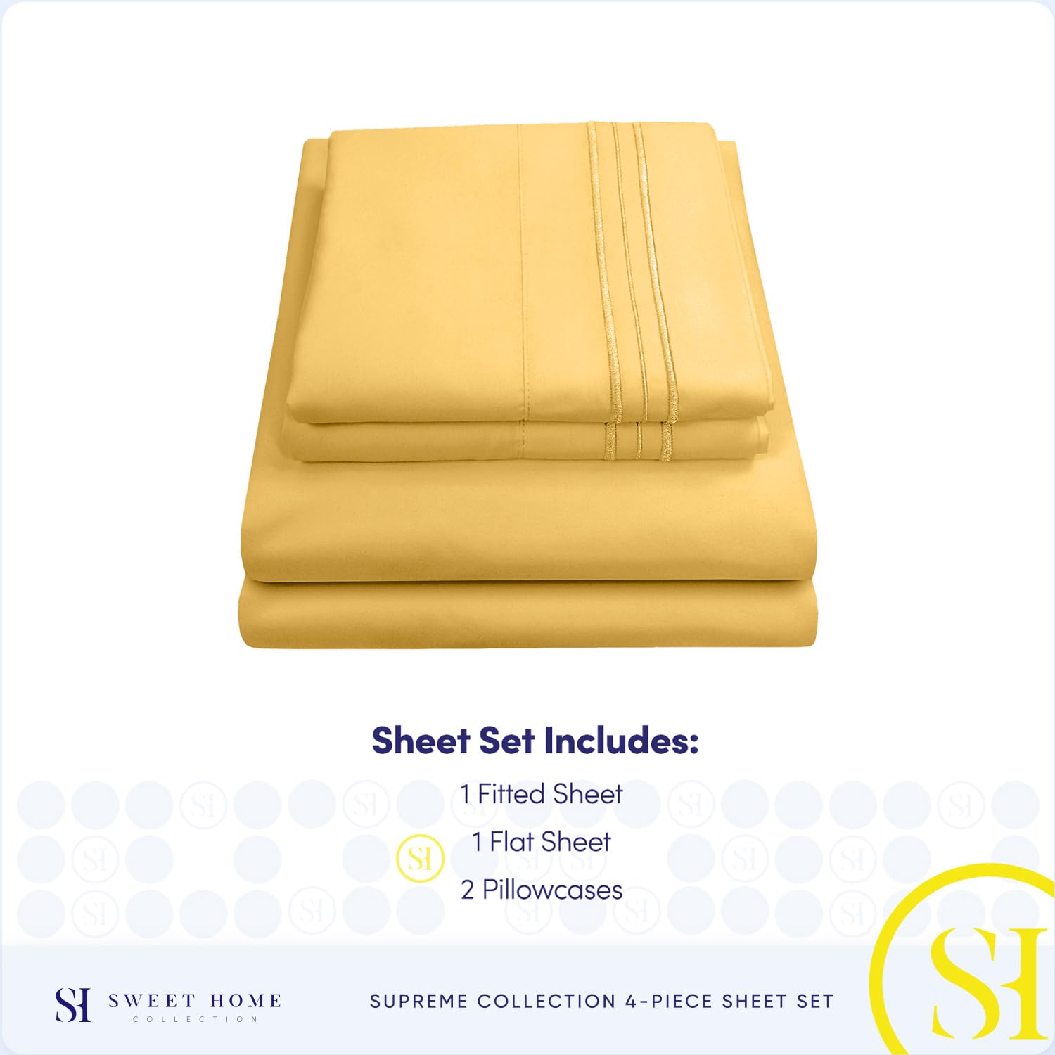 Sweet Home Collection queen sheets on made bed illustrating cozy bedroom styling