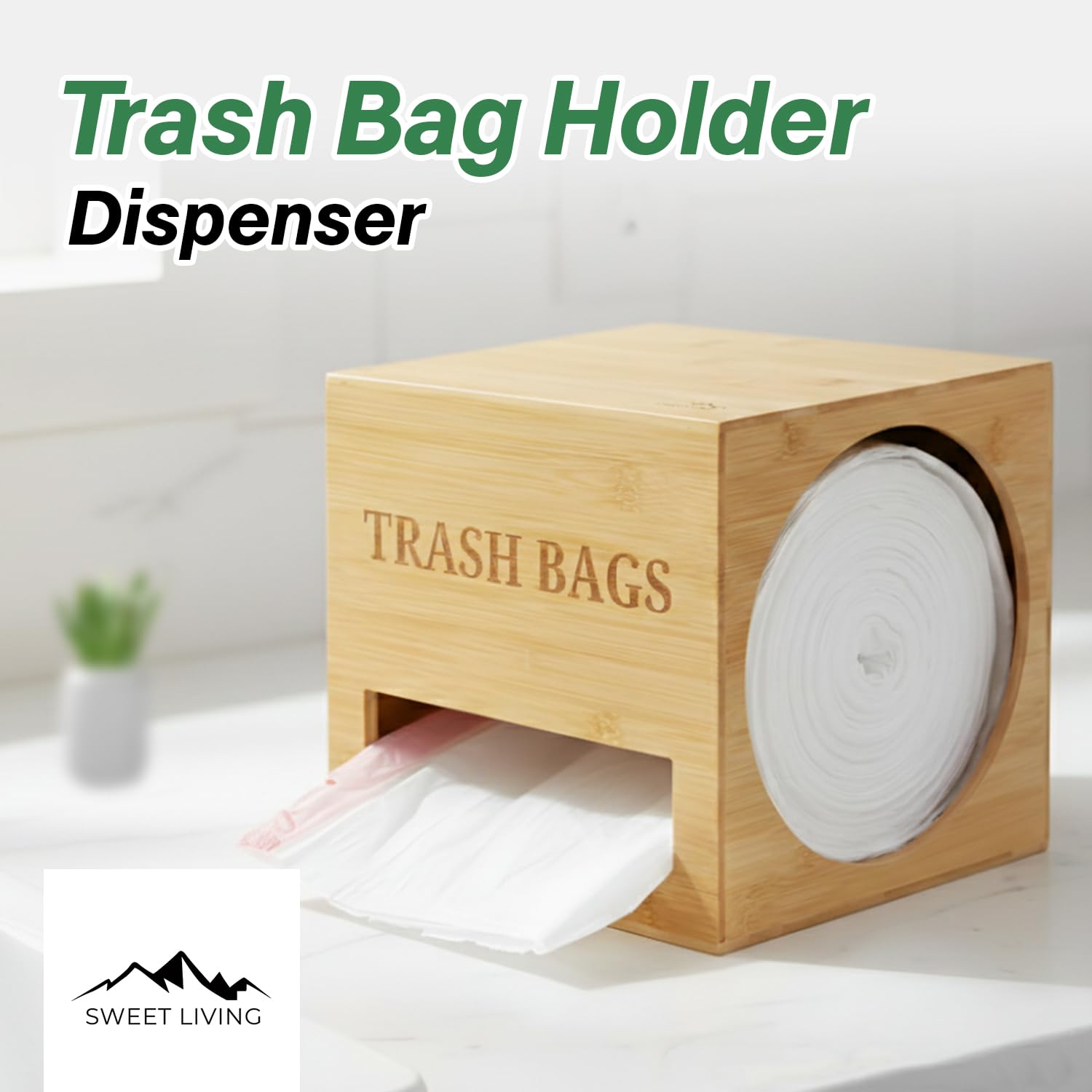 Sweet Living holder installed under sink saving cabinet space and protecting bags
