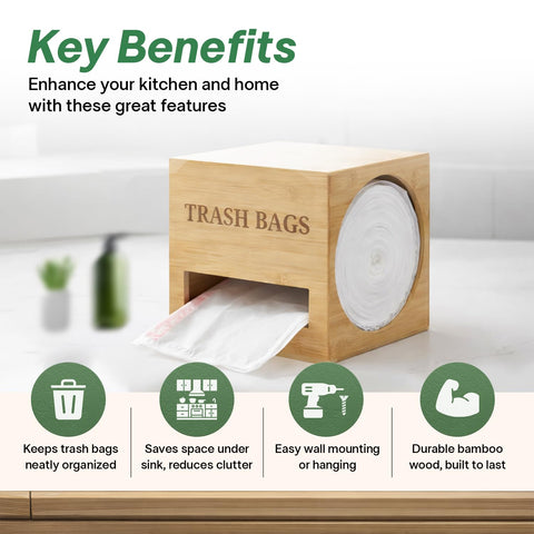 Sweet Living wall-mounted bamboo dispenser in kitchen for quick bag access