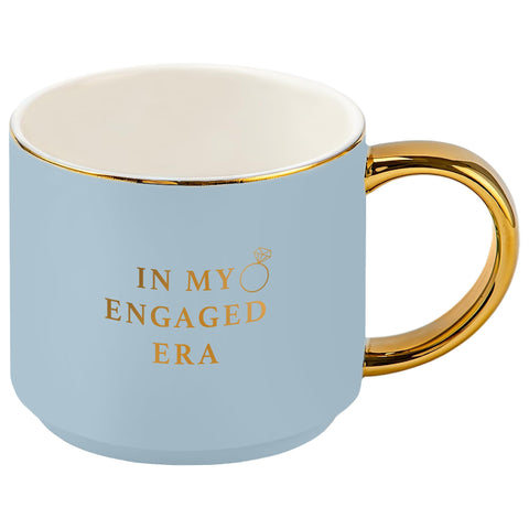 Sweet Water Decor front view showing engaged era message and blue finish for celebratory gifting
