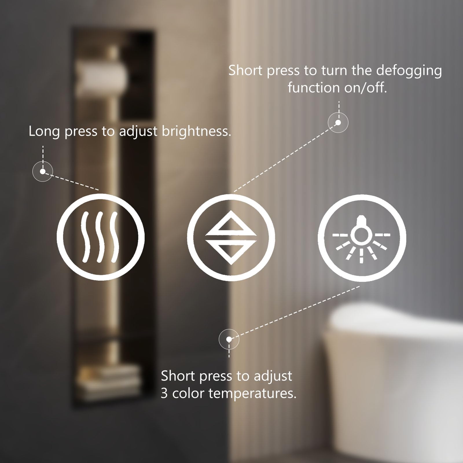 Sweetcrispy anti-fog center detail showing clear reflection after shower