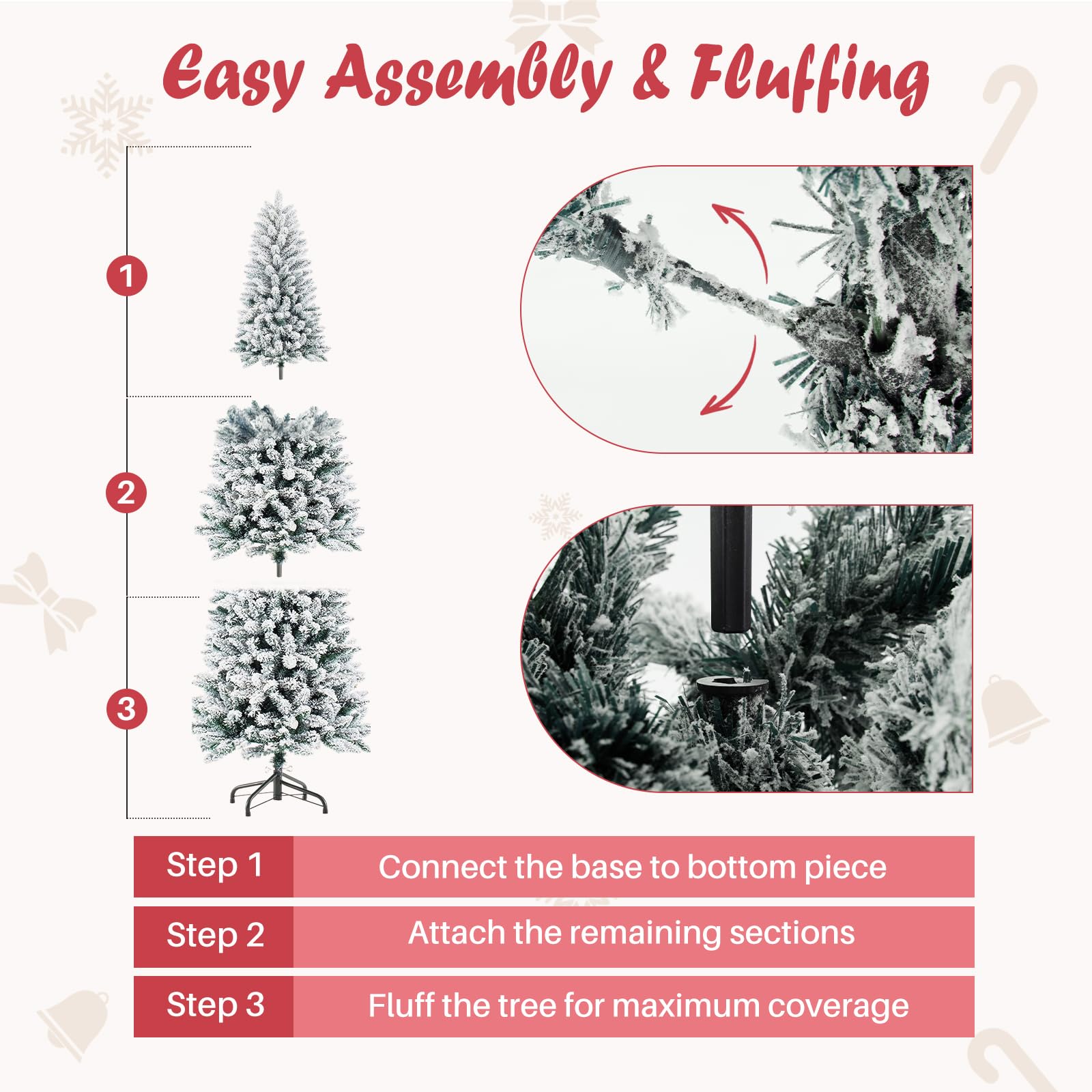 Sweetcrispy full assembled 6ft tree showing height and fullness benefit: tall festive presence