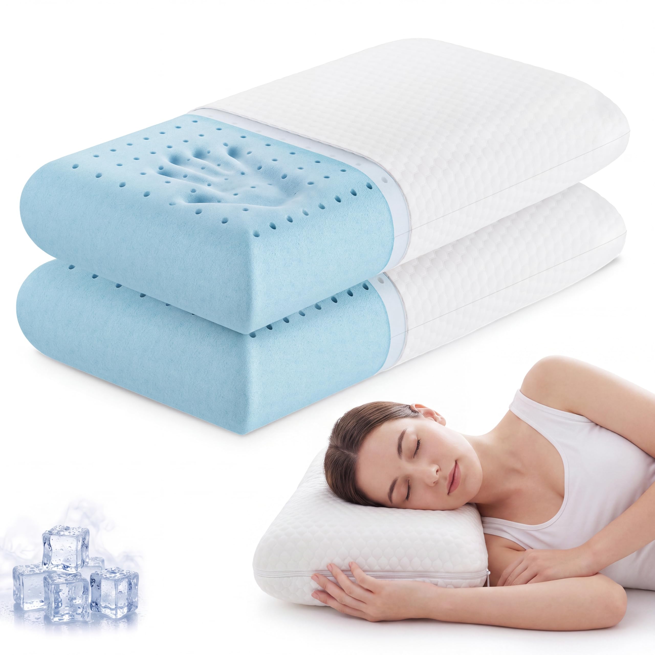 Sweetcrispy front packaging showing two queen pillows and benefits
