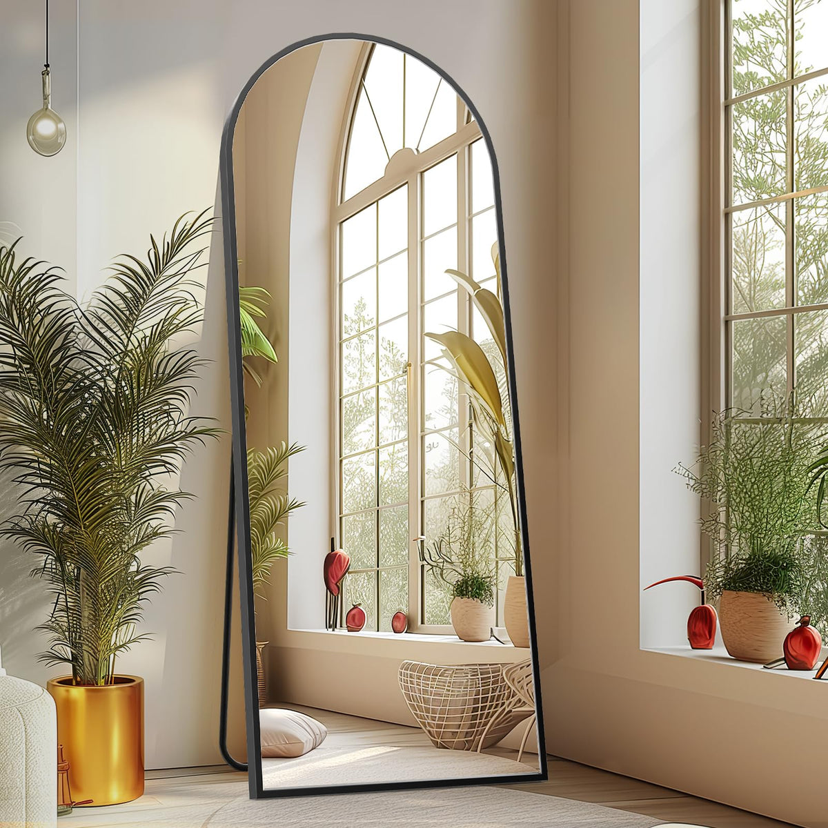 Sweetcrispy front view showing full 64x21 mirror and arched silhouette for clear reflection