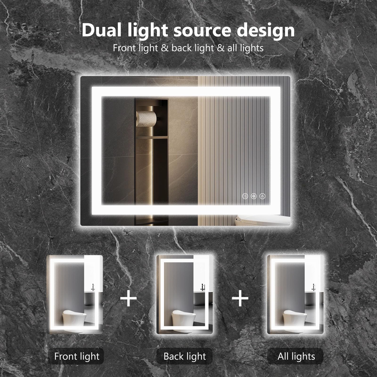 Sweetcrispy mirror installed in modern bathroom providing ambient glow