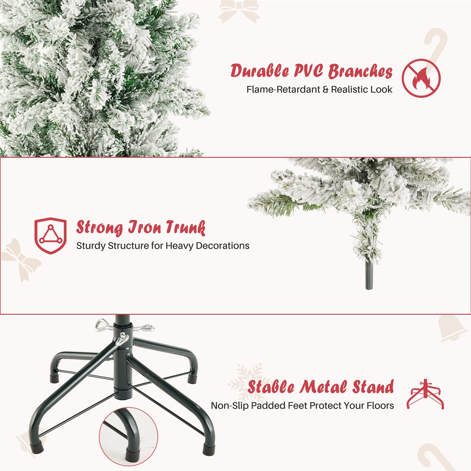 Sweetcrispy heavy-duty metal stand and padded feet showing stability benefit: secure, floor-safe base