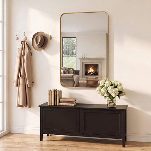 Sweetcrispy mirror in styled bathroom improving light and visual space