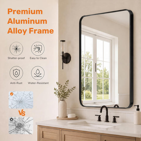 Sweetcrispy mirror mounted over sink in bathroom providing clean focal point