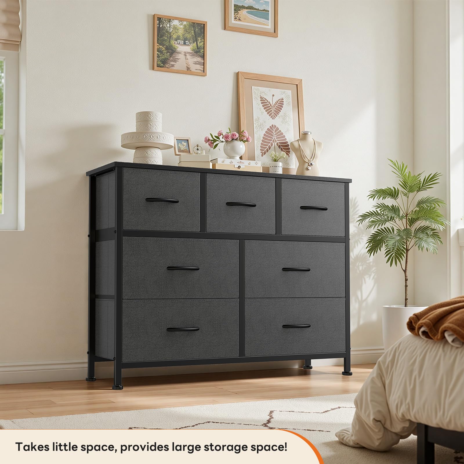 Sweetcrispy dresser with TV showing scale and multiuse surface benefit