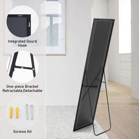 Sweetcrispy mirror beside person demonstrating 59x16 size and full-length view benefit