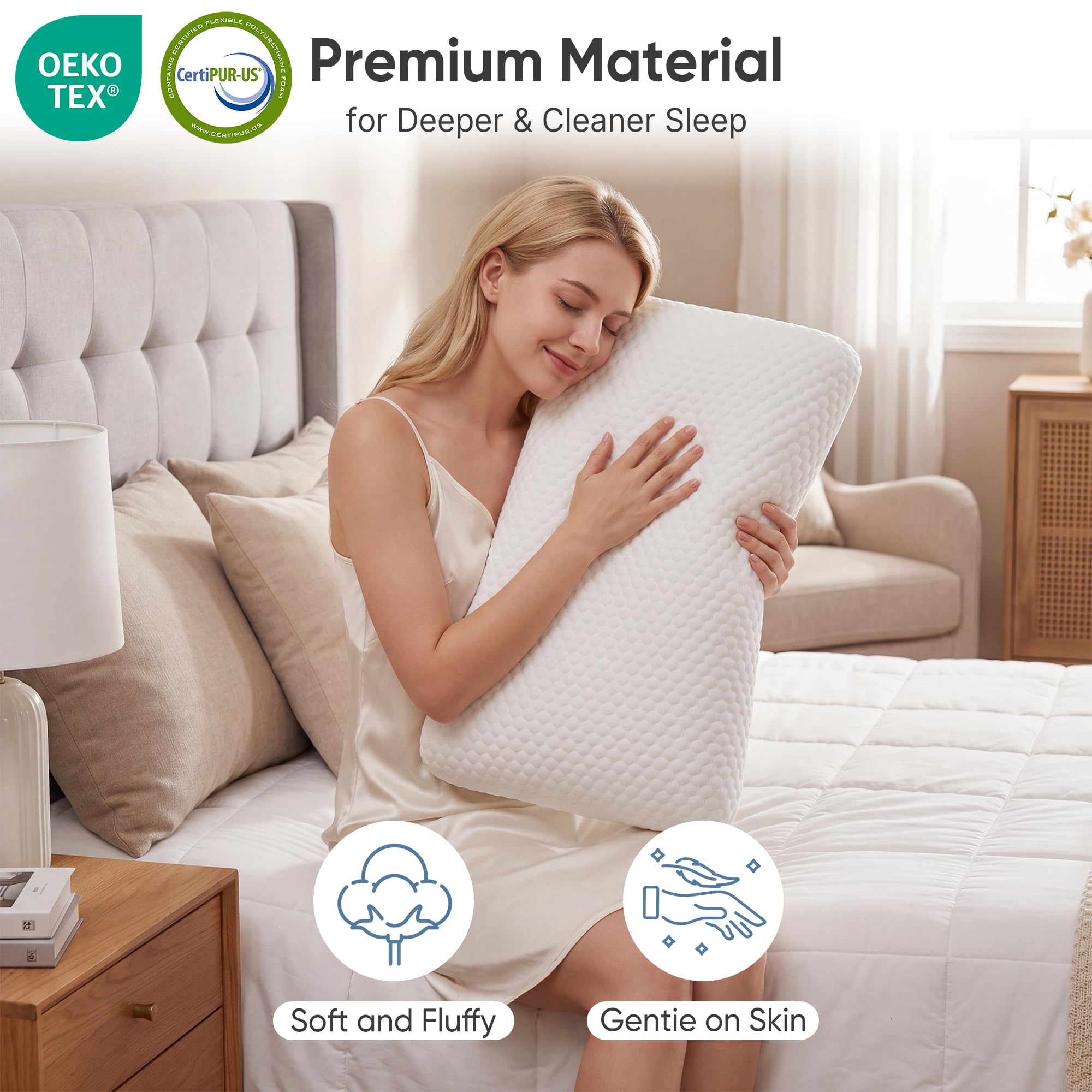Sweetcrispy pillow supporting a side sleeper for shoulder alignment