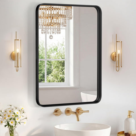 Sweetcrispy mirror above sink showing size scale and practical fit benefit
