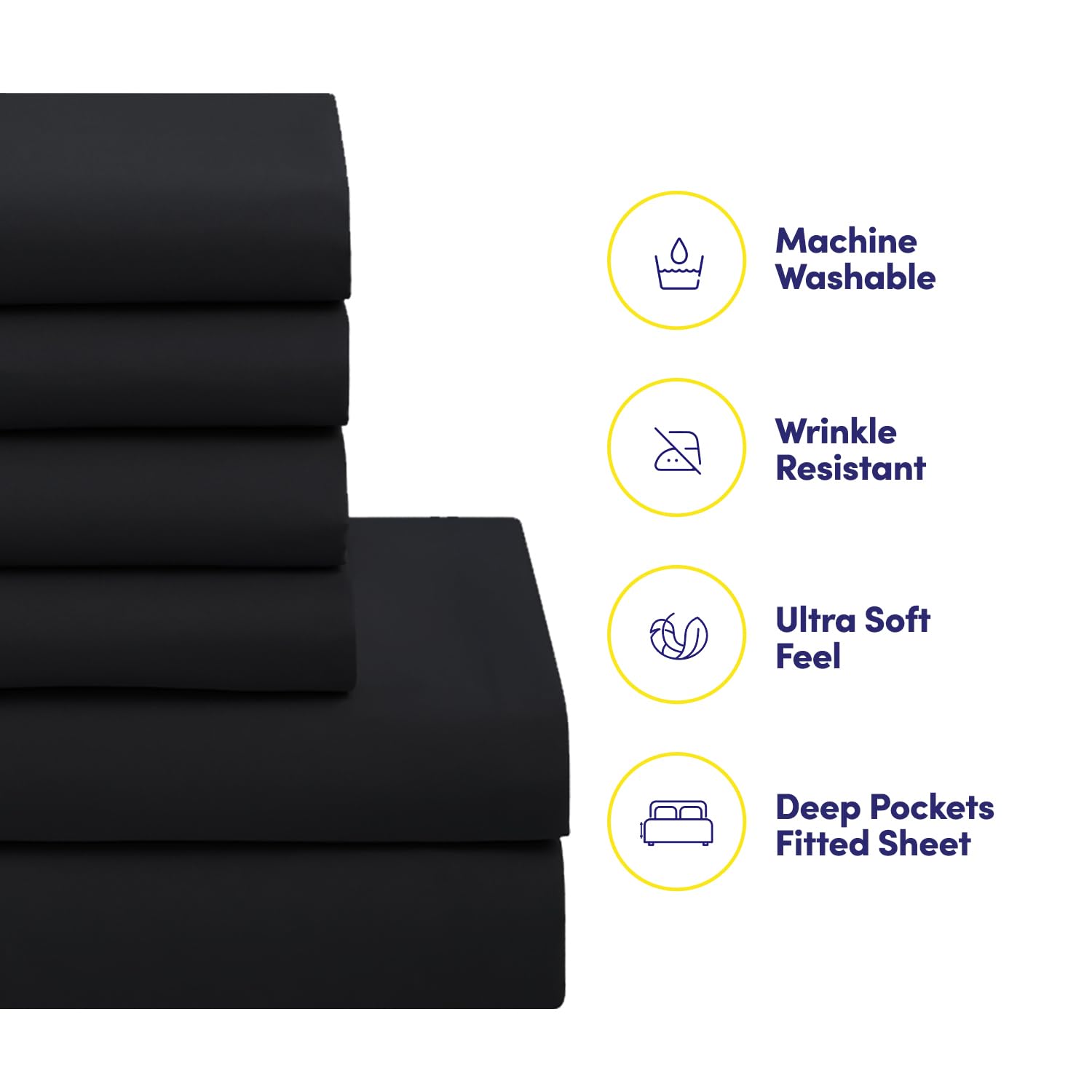 Sweet Home Collection fitted sheet corner with straps shown securing sheet for a snug fit