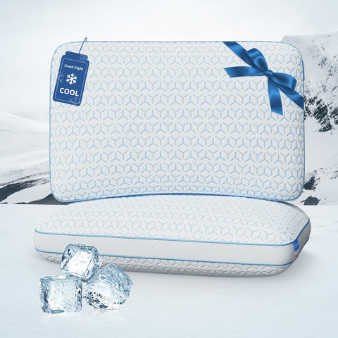 Sweetnight front view of two queen pillows showing pack and benefits