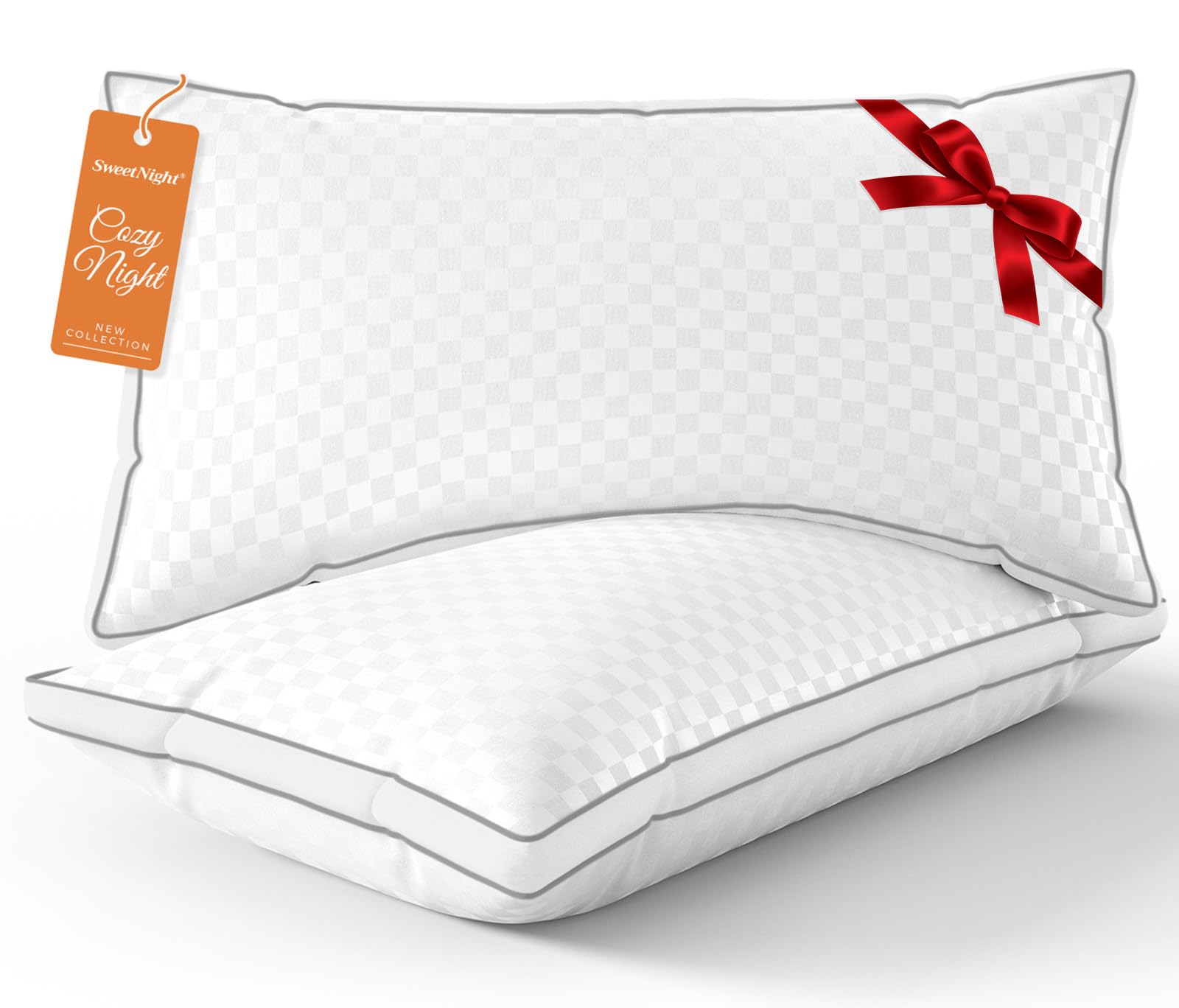 SweetNight king pillows front view showing plush pair and hotel-style finish for comfort