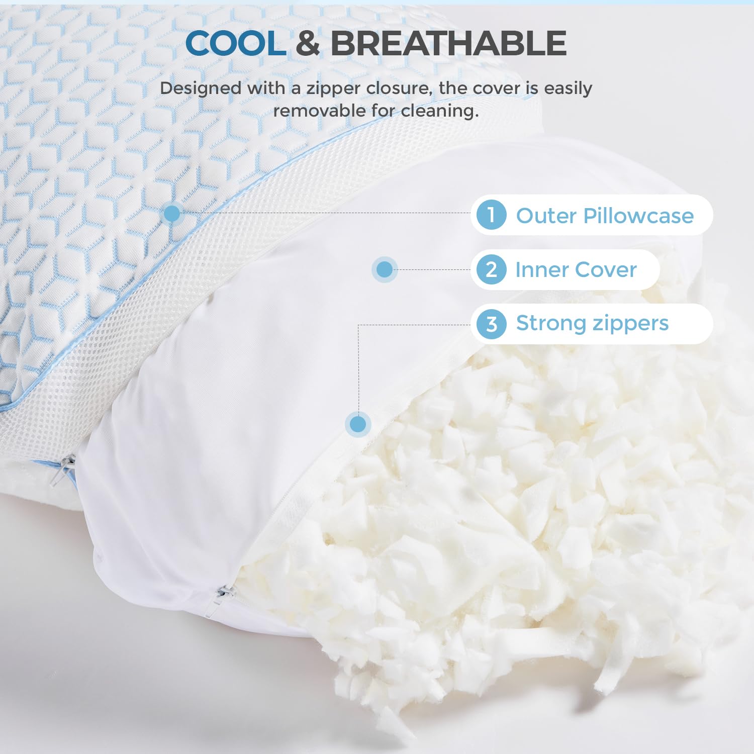 Sweetnight queen pillow on bed illustrating comfortable cool sleep