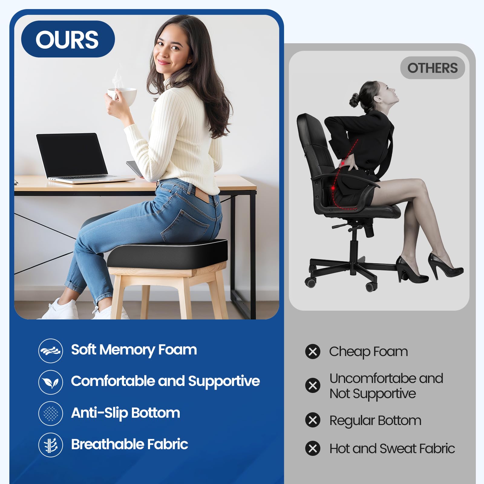 SweetSlubr beveled edge detail promoting improved posture