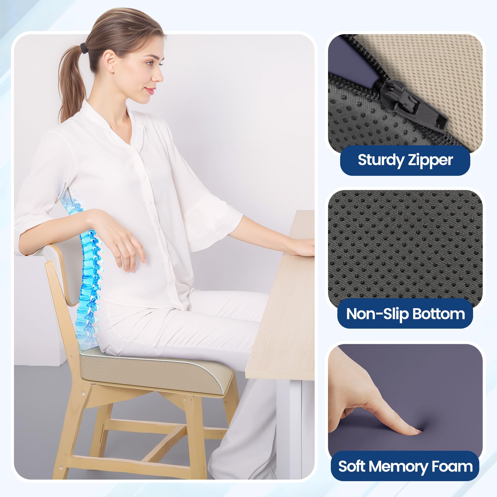 SweetSlubr seated on office chair demonstrating ergonomic support