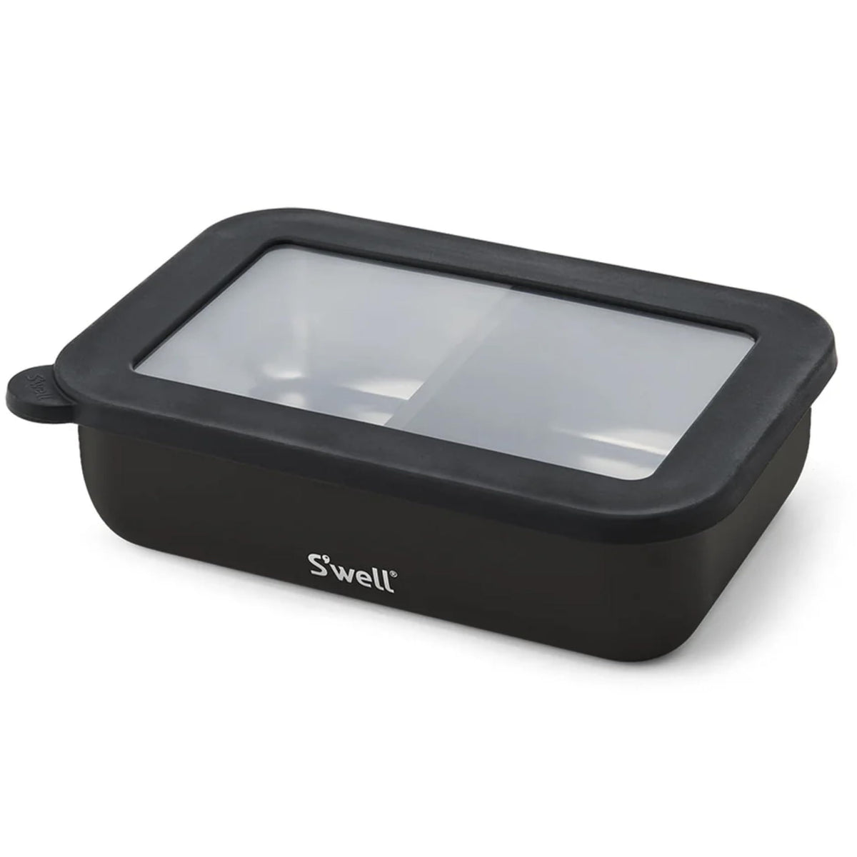 S'well bento box front view showing sleek onyx design and compact benefit