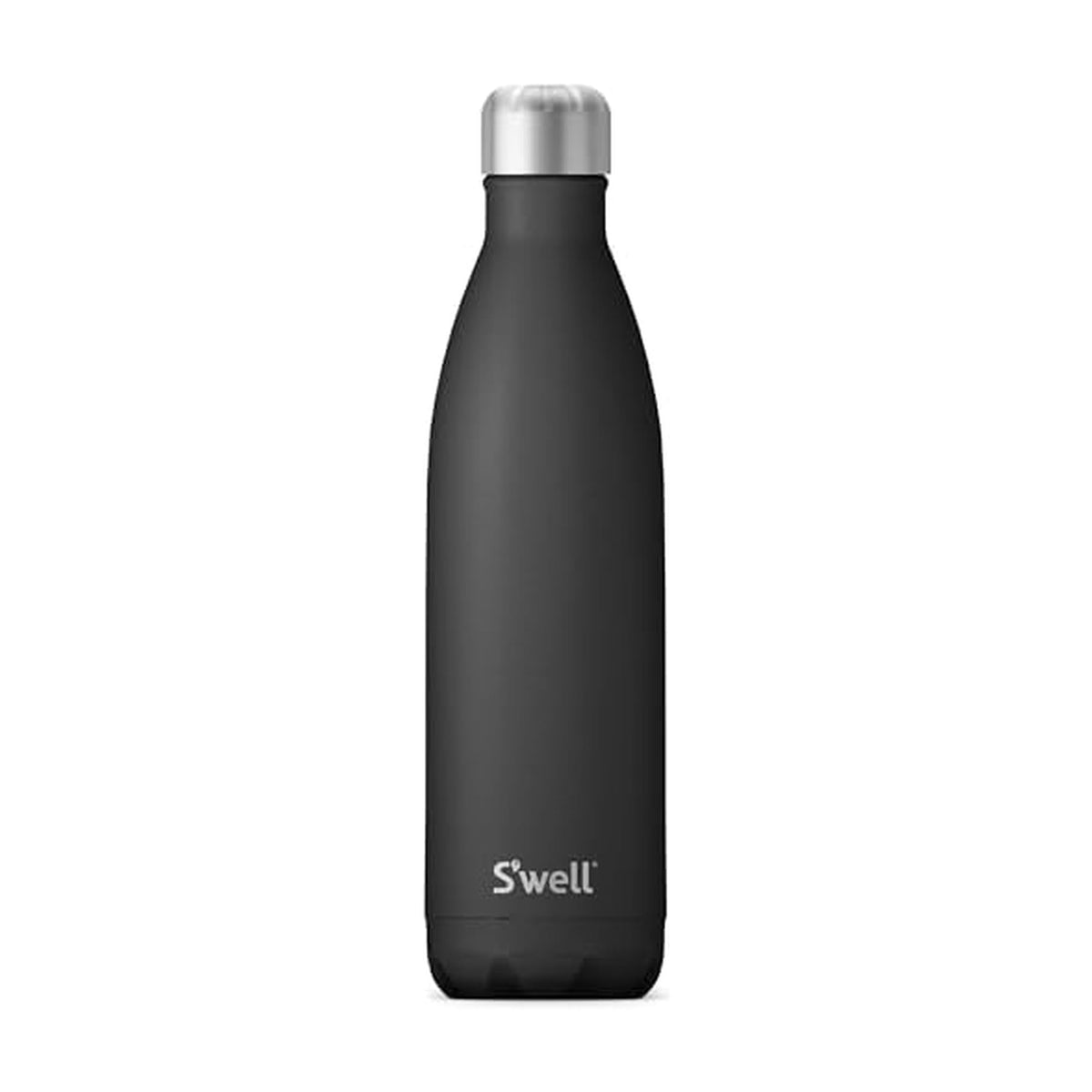 S'well onyx front view showing sleek bottle and stylish finish keeping drinks insulated