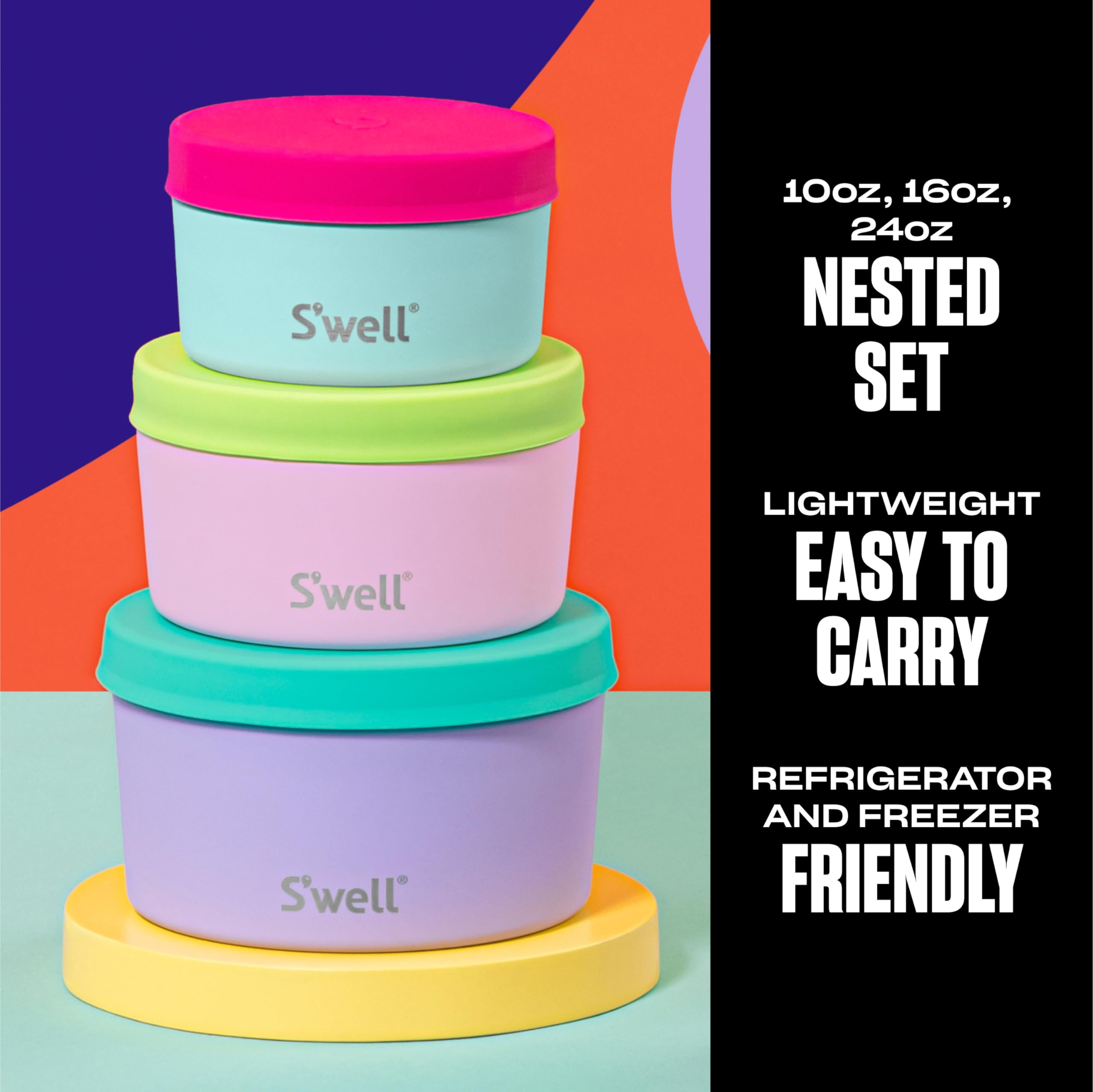 S'well nested canister set demonstrating compact storage and space-saving benefit