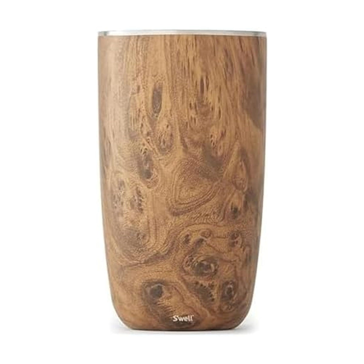 S'well wine chiller front view showing sleek teakwood finish and elegant silhouette benefit of style
