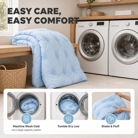 Swift Home size comparison on full/queen bed showing proper fit and scale for shoppers