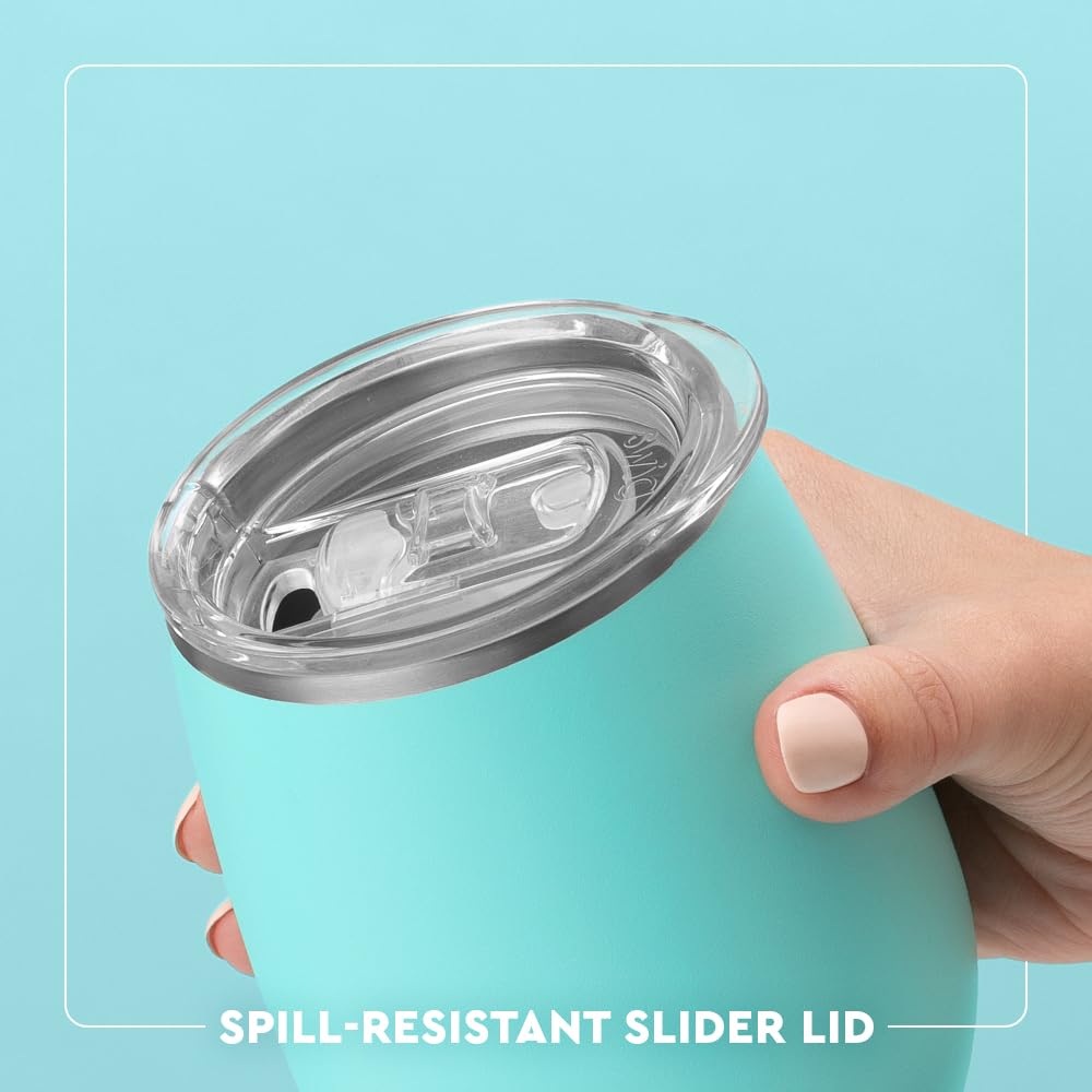 Hand holding Swig Life Caliente to show 14oz scale, demonstrates portable convenience