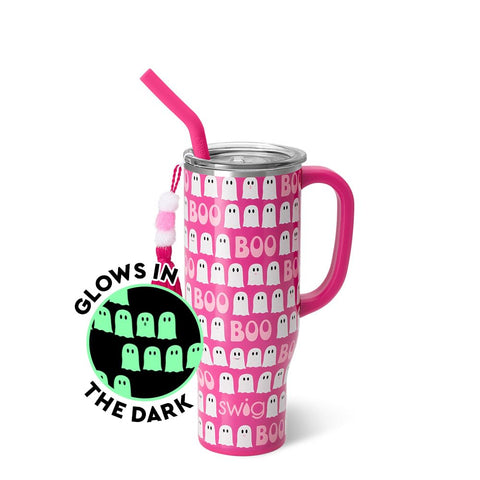 Swig Life close-up of Faboolous glitter ghost print highlighting festive style