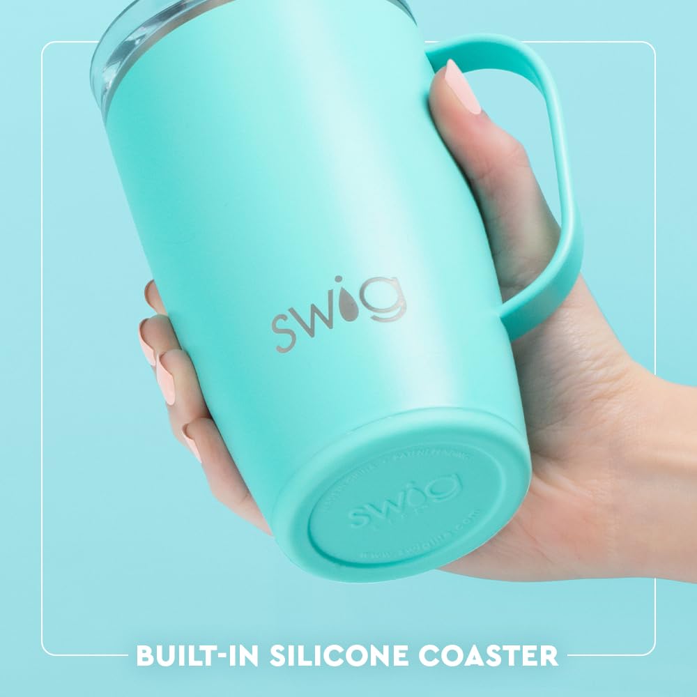 Swig Life Honey Meadow in car cup holder showing travel-friendly fit
