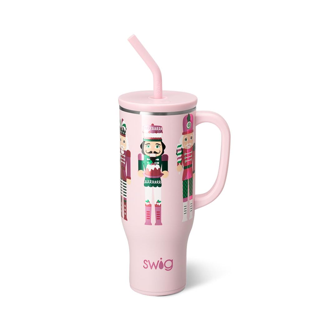 Swig Life Sugar Plum Soldiers front view showing festive design and large capacity benefit