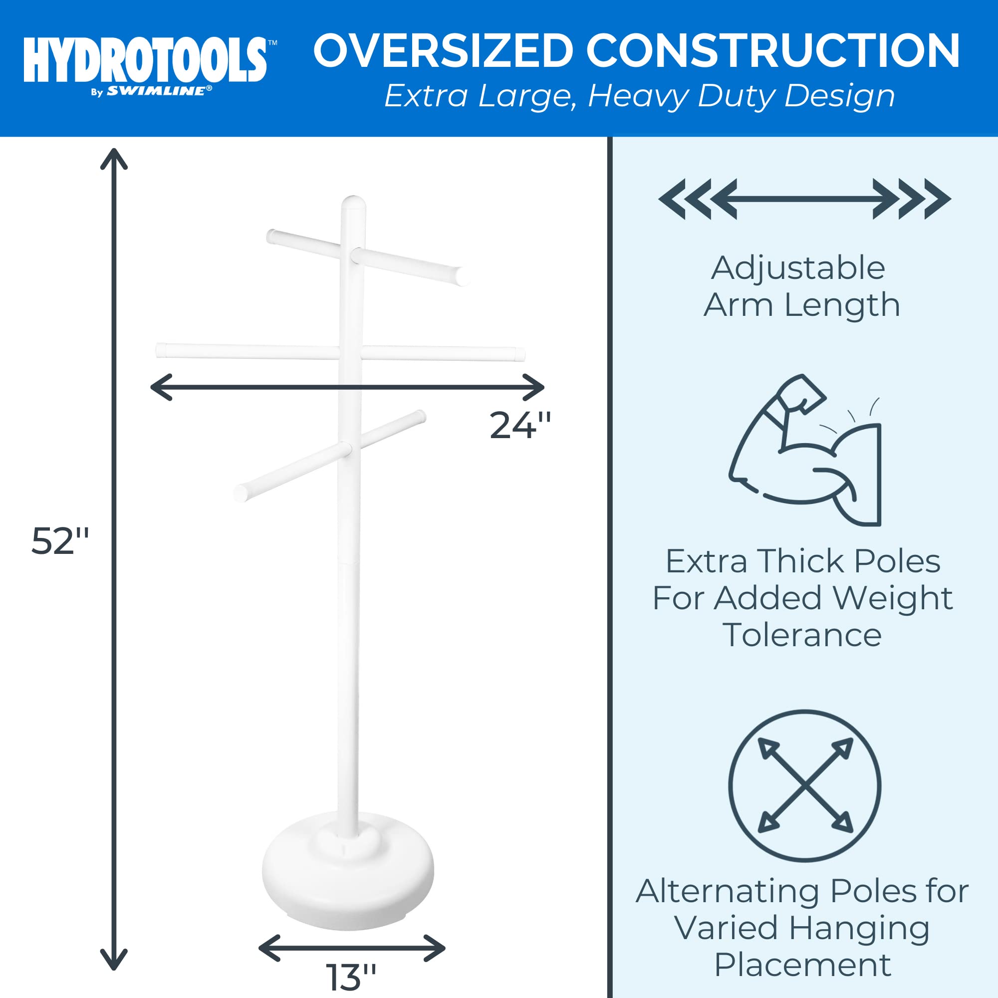 Swimline HydroTools with towels to show height and arm length scale
