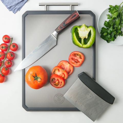 Swing & Swagger lifestyle kitchen setup with board staged for prep to illustrate convenient everyday use