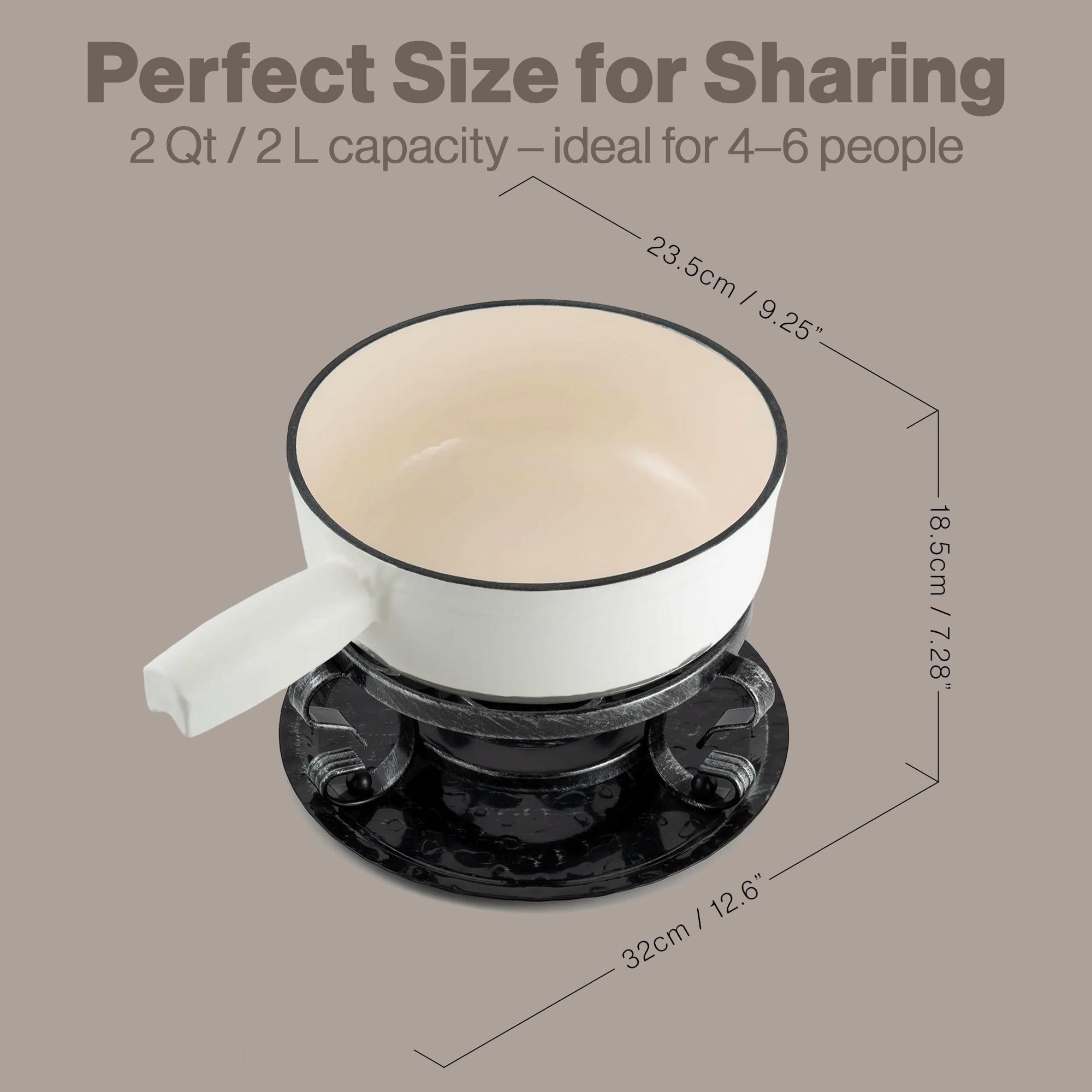 Swissmar fondue set in use with cheese dip and communal serving benefit
