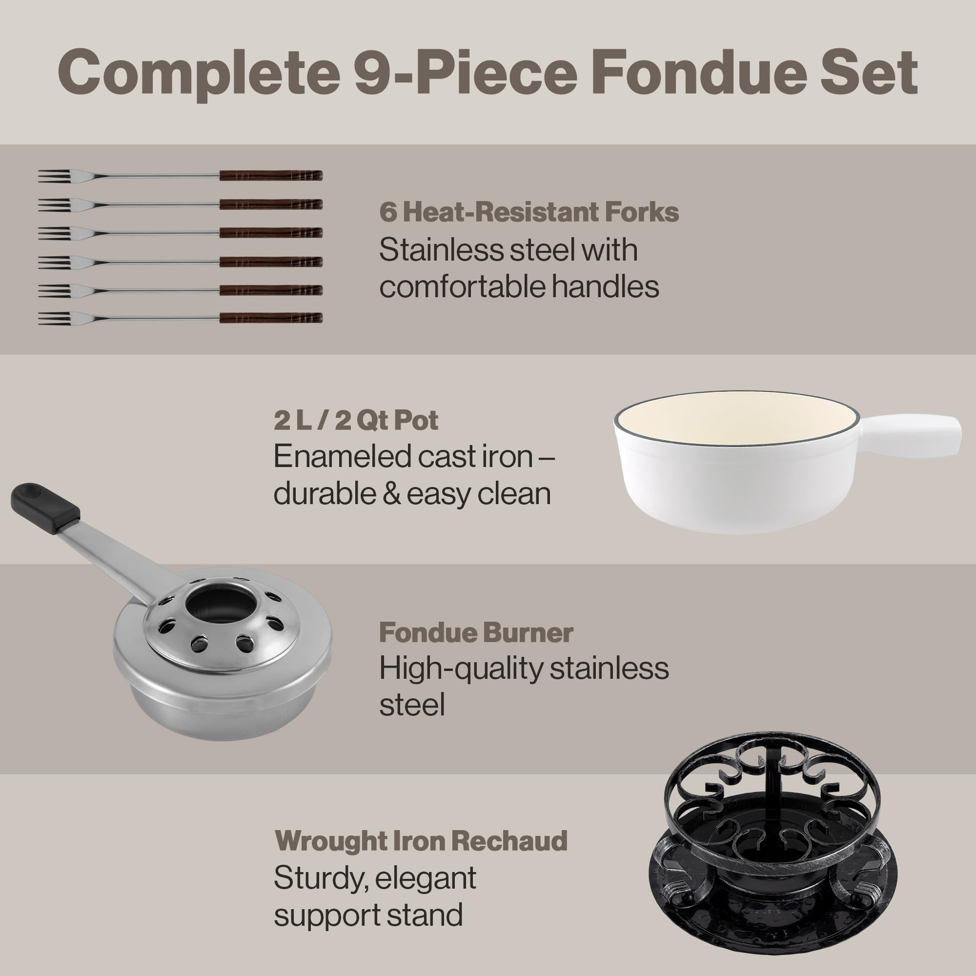 Swissmar six 3-prong fondue forks with faux-wood handles for comfortable dipping