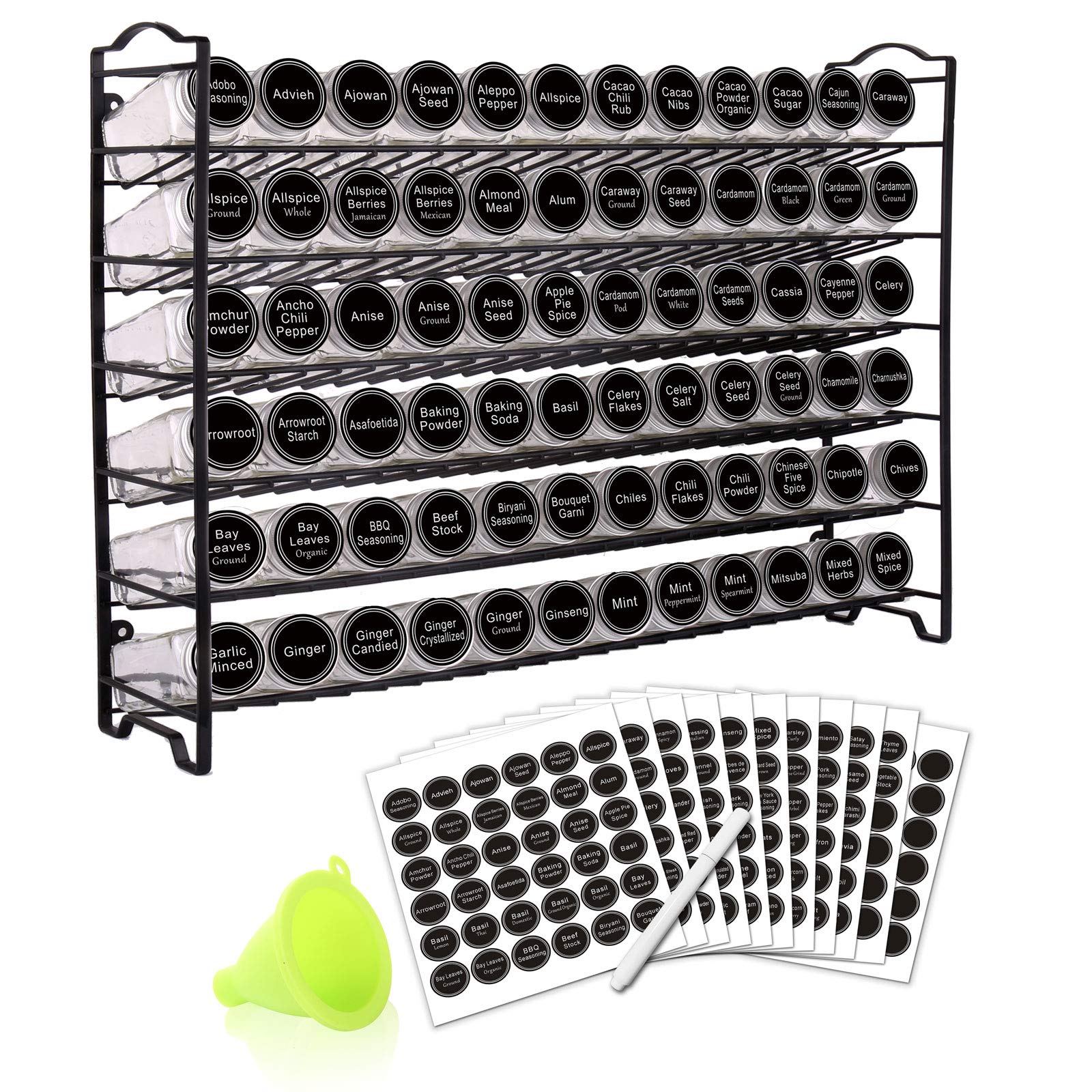 SWOMMOLY front view of full 72-jar rack showing neat organization and easy access