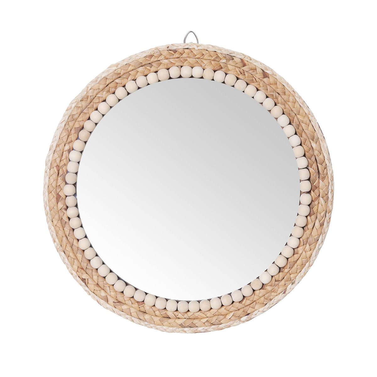SWTHONY boho round mirror front view adds natural warmth