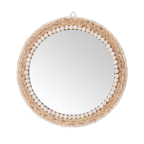 SWTHONY boho round mirror front view adds natural warmth