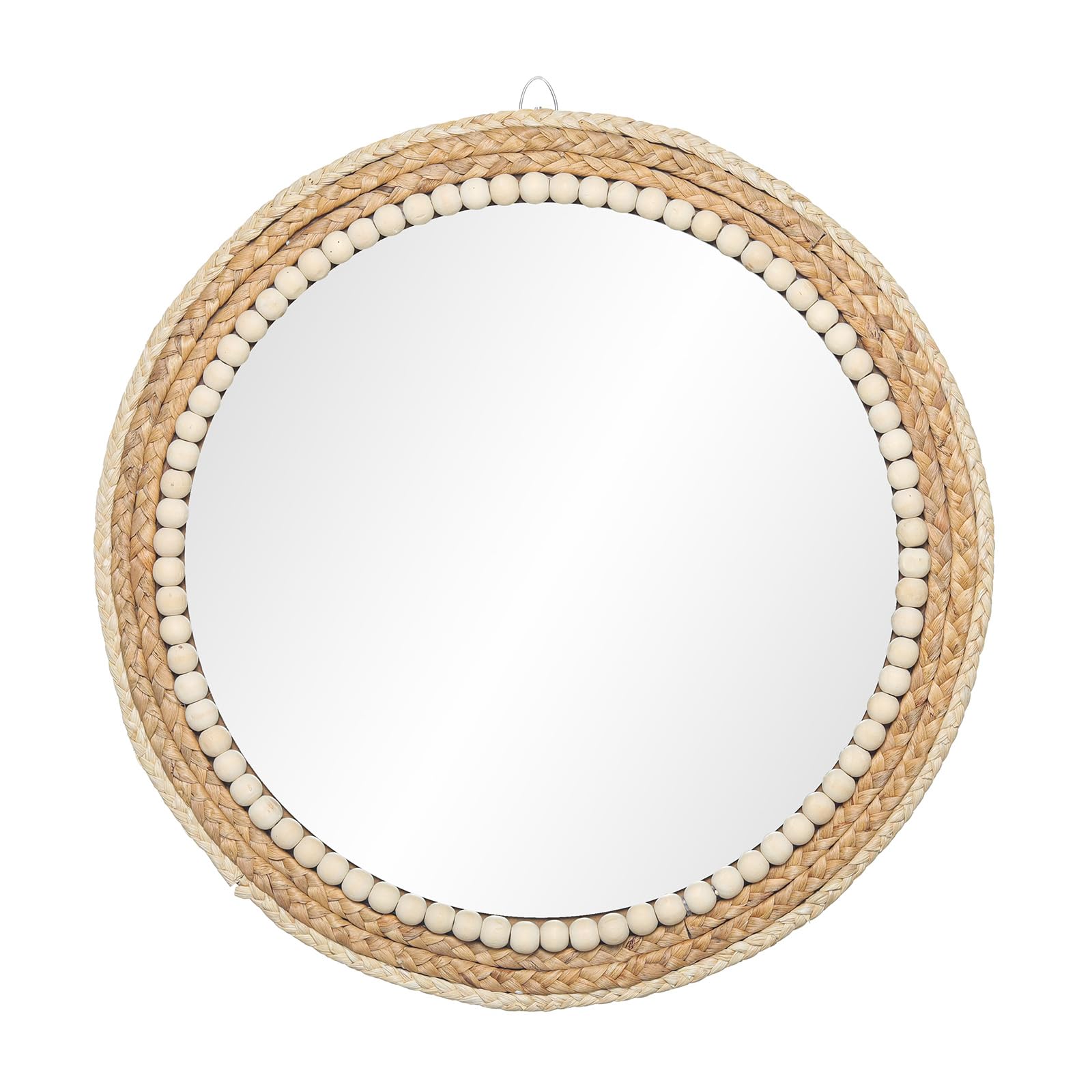 SWTHONY front view rattan mirror showing boho decor and brightening benefit