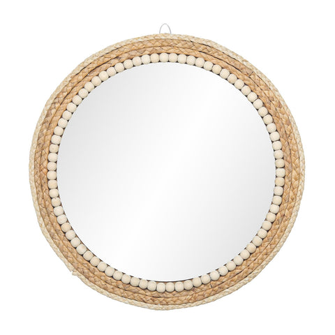 SWTHONY front view rattan mirror showing boho decor and brightening benefit