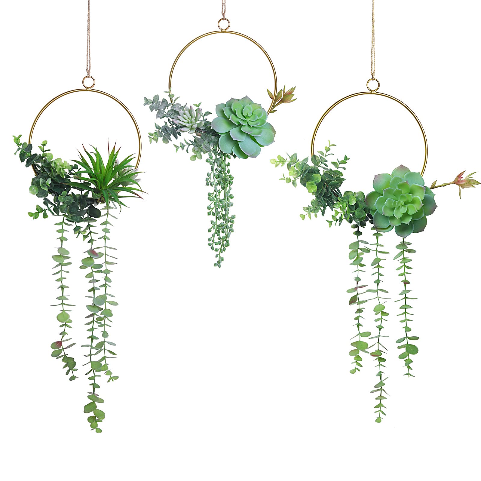 SWTHONY gold hoop wreath front view showcasing greenery and elegant shape